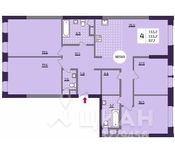 4-комн. квартира, 133,2 м&sup2;