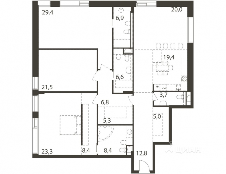4-комн. квартира, 177,5 м²