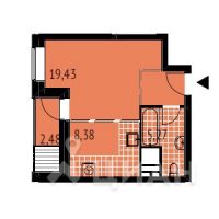 1-комн. квартира, 32,5 м²