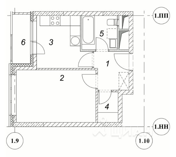 1-комн. квартира, 36,1 м&sup2;
