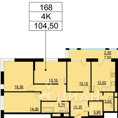 4-комн. квартира, 105 м²