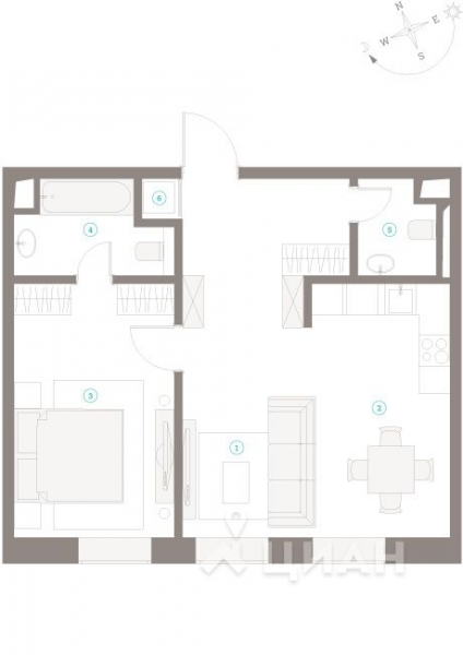2-комн. квартира, 55,6 м²