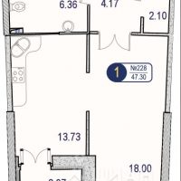 1-комн. апартаменты, 47,3 м²