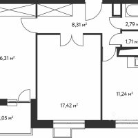 2-комн. квартира, 59,83 м²