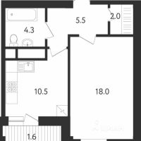 1-комн. квартира, 41,9 м²
