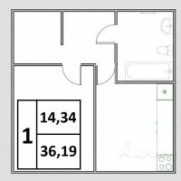 1-комн. квартира, 36,2 м²