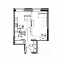 1-комн. квартира, 38,6 м²