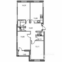 3-комн. квартира, 81,29 м²