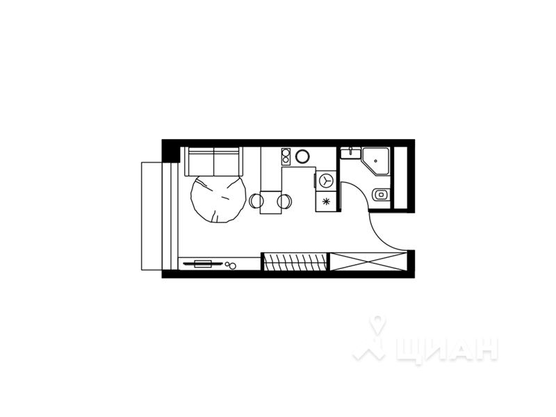 Апартаменты-студия, 23 м²