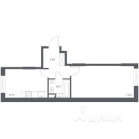 1-комн. квартира, 36,54 м²