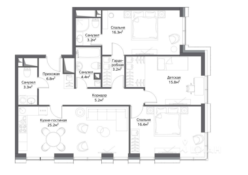 4-комн. квартира, 103,9 м&sup2;