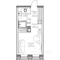 Апартаменты-студия, 26,08 м²