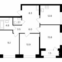 3-комн. квартира, 83,81 м²