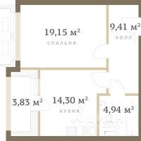 1-комн. квартира, 49,8 м²