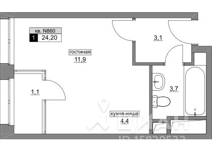 Студия, 24,2 м²
