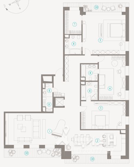 Многокомнатная квартира, 265,61 м²
