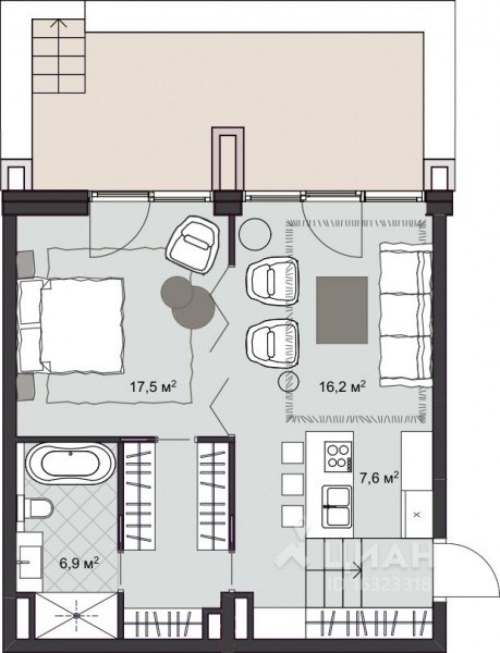1-комн. квартира, 62,6 м&sup2;
