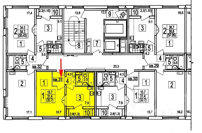 1-комн. квартира, 32,7 м&sup2;