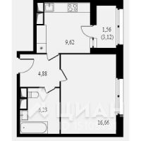 1-комн. квартира, 38,95 м²