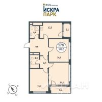 3-комн. апартаменты, 90,2 м²