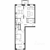 2-комн. квартира, 75,7 м²