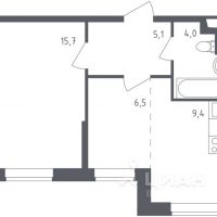 2-комн. квартира, 40,7 м²