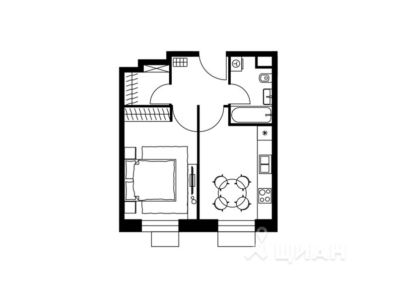 1-комн. апартаменты, 39 м²