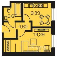 1-комн. квартира, 31,95 м²