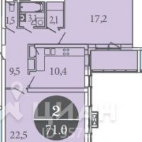 2-комн. квартира, 70,9 м²