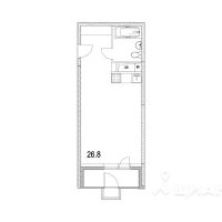 1-комн. квартира, 32,6 м²