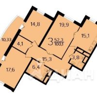 3-комн. квартира, 100,1 м²