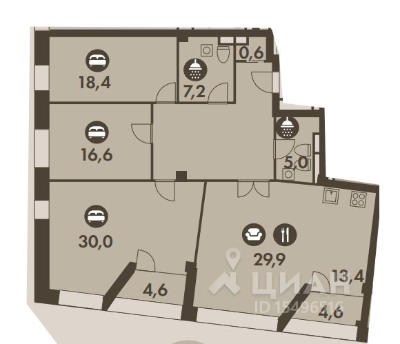 4-комн. квартира, 159,5 м²