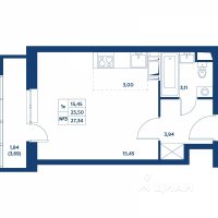 Студия, 27,34 м²