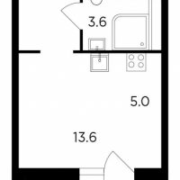 1-комн. квартира, 24,42 м²