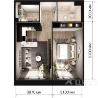 2-комн. квартира, 53 м²