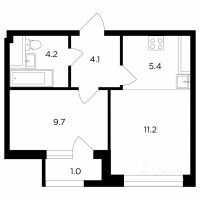 2-комн. квартира, 35,6 м²