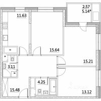 3-комн. квартира, 83,58 м²