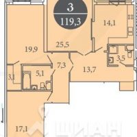 3-комн. квартира, 118,2 м²
