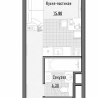 1-комн. апартаменты, 26,86 м²