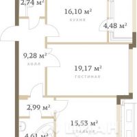 2-комн. квартира, 73,2 м²