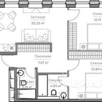 3-комн. апартаменты, 61,5 м²