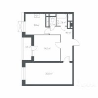 2-комн. квартира, 57,6 м²