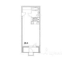 1-комн. квартира, 32,2 м²