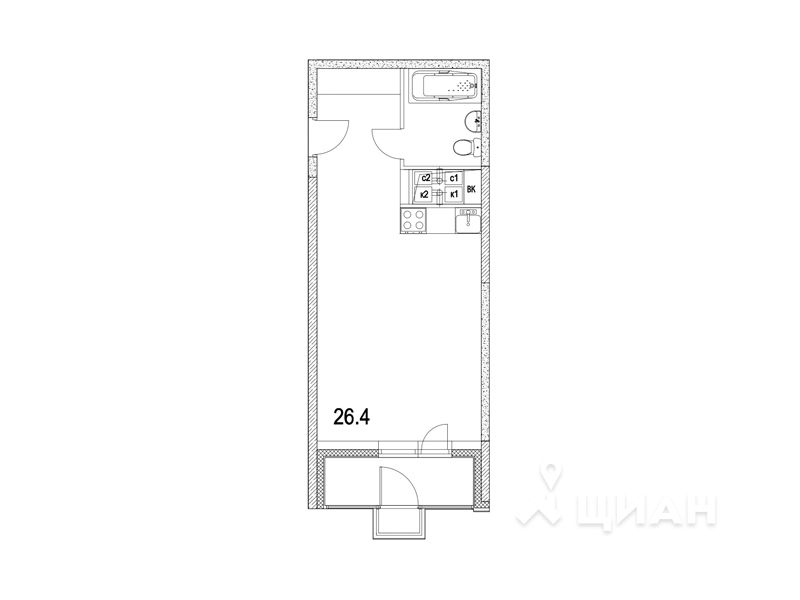 1-комн. квартира, 32,2 м&sup2;