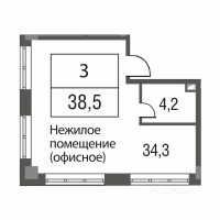 1-комн. апартаменты, 38,5 м²