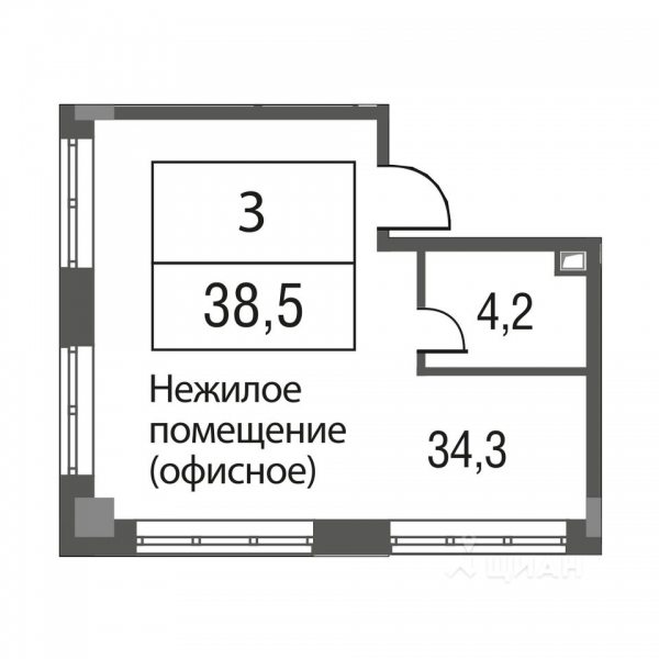 1-комн. апартаменты, 38,5 м²