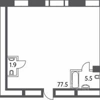 Квартира свободной планировки, 84,9 м²