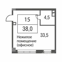 1-комн. апартаменты, 38 м²