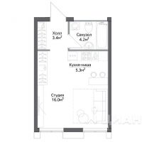 1-комн. квартира, 28,9 м²