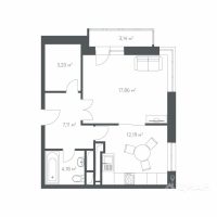 1-комн. квартира, 47,48 м²